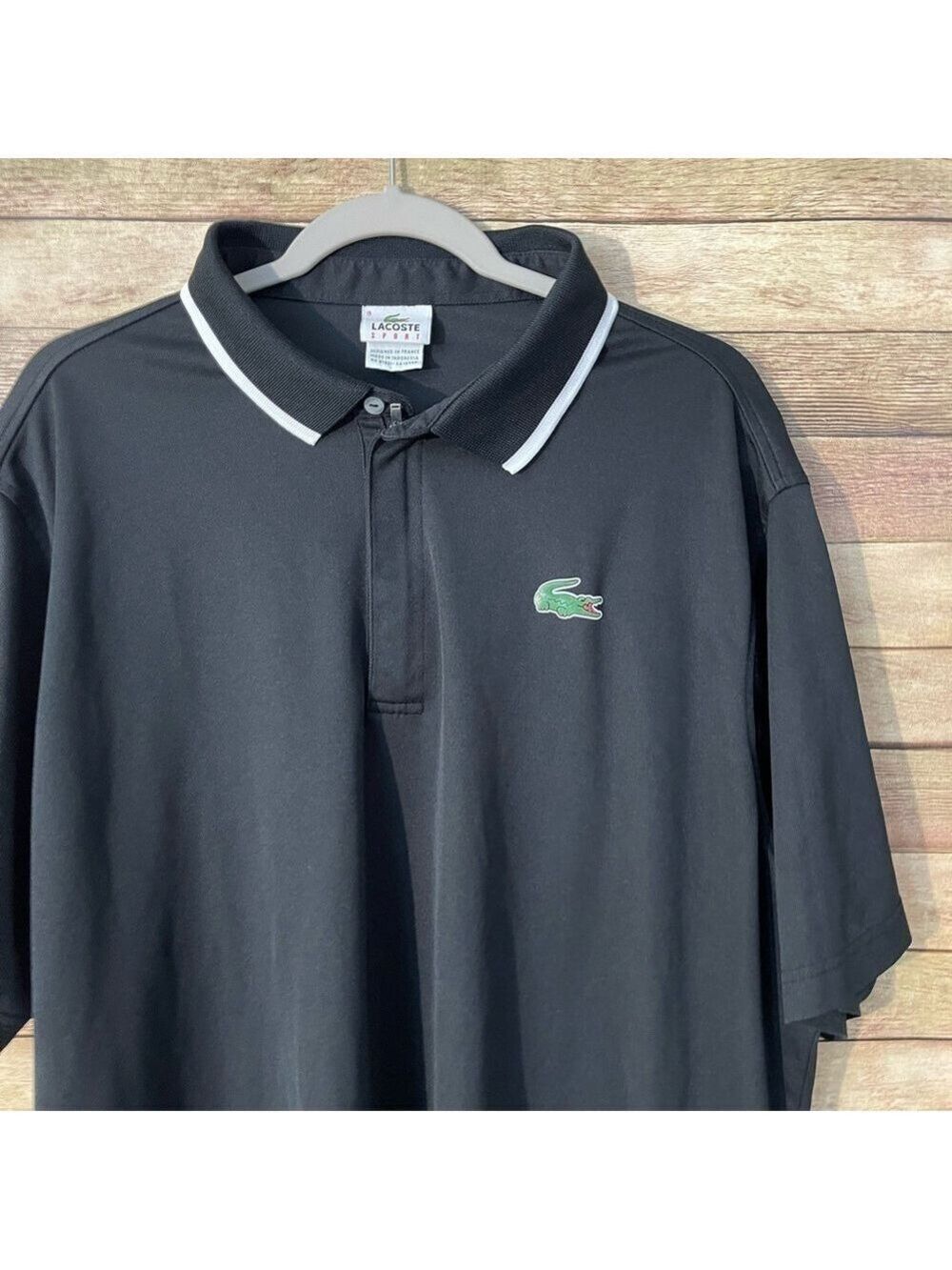 Vintage Lacoste Sport Mens Polo Andy Roddick Shirt Black with White Trim 3XL 9 - Picture 2 of 8